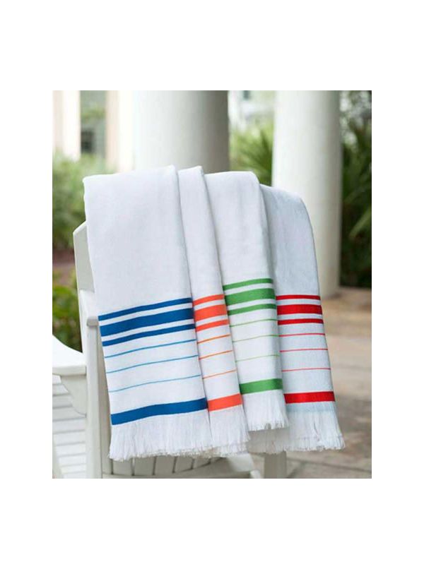 tan and white beach towels