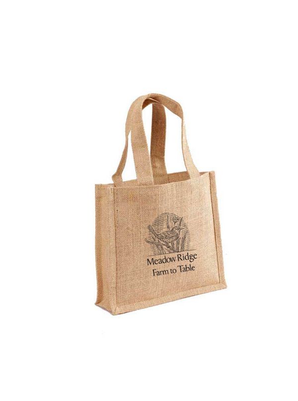 Custom Printed Small Natural Drawstring Jute Tote Bags