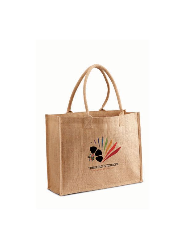 Natural Color Burlap Jute Tote Bag with Cotton Webbed Handles