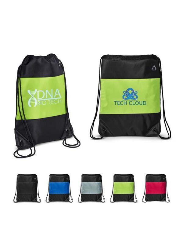 Custom logo printed promotional drawstring backpack with microfiber