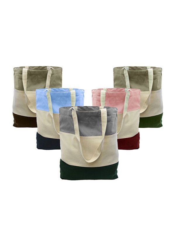 Custom Printed Heavy Canvas TriColor Promotional Tote Bag