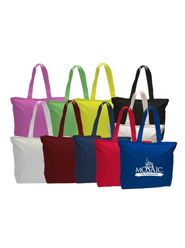 Printed Canvas Office Bag With Zipper Closure