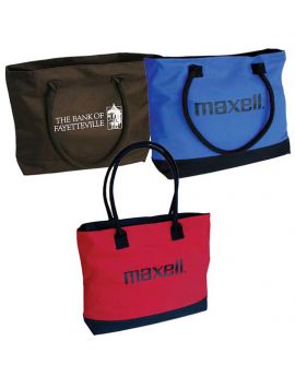 Fashion Denier Tote Bag with Contrast Bottom