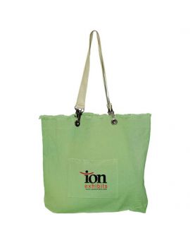Cotton CanvasTote Bag with Distressed Denim Look
