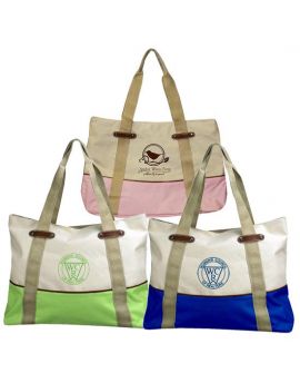 Two-Toned Denier Chino Tote Bag with Angled Straps