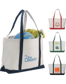 18oz Cotton Canvas Zippered Boat Tote Bag with pocket