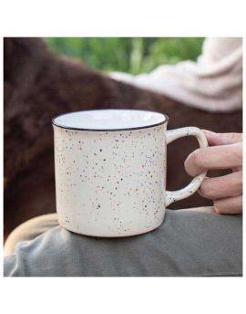 12 oz. Stoneware Glossy Color out  with Black Rim and Speckles -  Cambria