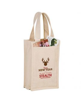 14oz Heavyweight Cotton 2 Bottle Wine Tote 