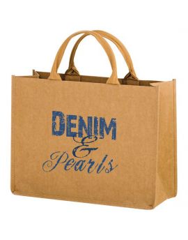 Washable Kraft Paper Tote Bag with Contoured Handle