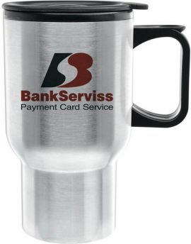 14 oz. Double Walled Stainless Steel Travel Mug with Tapered Bottom