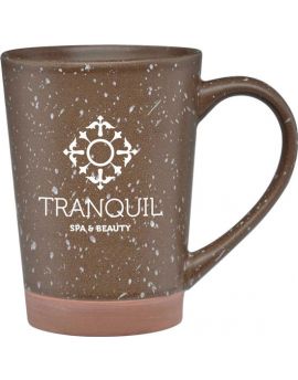 16 oz. Large Ceramic Mug with Retro Speckle Design and Terra Cotta Bottom accent