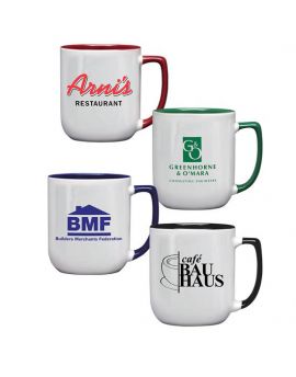 17 oz. Two-Toned Ceramic Mug with Colored Interior and Handled