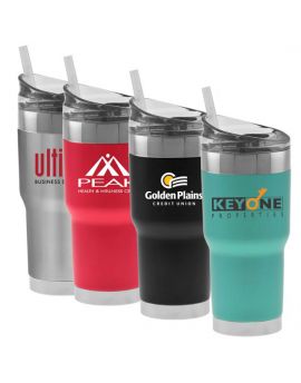 27 oz. Double Wall Stainless Steel Insulated Tumbler with Straw