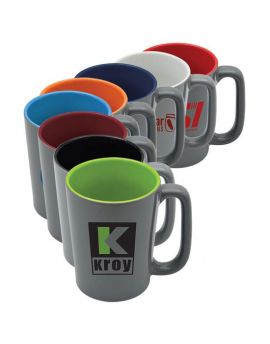 16 oz. Ceramic Mug with Gray Exterior and colored interior
