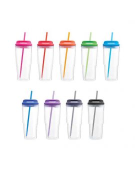 24 oz Double Wall Acrylic Tumbler Snap Fit Lid 