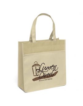 Non Woven Tote Bag in Natural with Front Pocket
