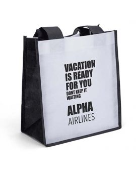 Non Woven White bag with Black Side Panels Totes Small