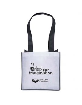 Non Woven White bag with Black Side Panels Totes