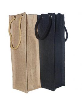 Jute Burlap Single Bottle Wine Bag with Rope handles