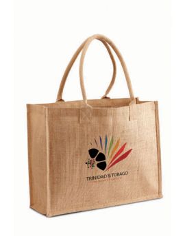 Natural Color Burlap Jute Tote Bag with Cotton Webbed Handles