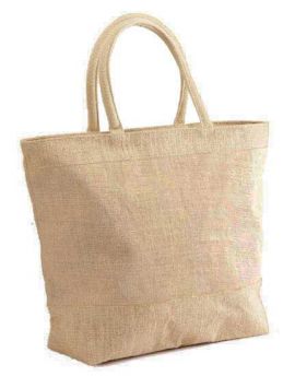 Natural Jute Burlap Tote Bag with Zippered Closure and Cotton Webbed Handles