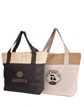 10 oz. Cotton Jute Large Tote Bag with Zippered Closure