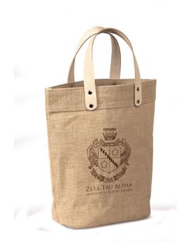 Small Jute Gift Tote bag with Leather Handles