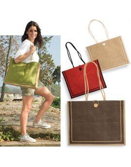 Jute Bag with Buttoned Closure