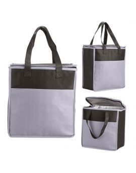 Two-Tone Flat Top Insulated Non-Woven Grocery Tote