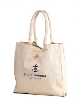 Natural Cotton Canvas Tote Bag with Buttoned Closure