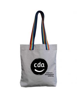 10 oz Cotton Canvas Tote Bag with Rainbow Handles