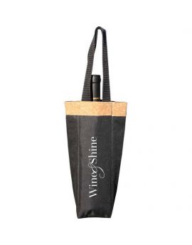 600D poly with Cork Panel Single Bottle Wine Bag