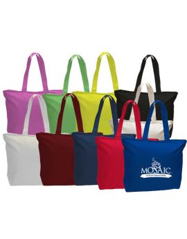 12 oz. Large Cotton Canvas Tote Bag with Zipper closure