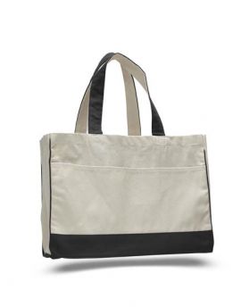 Two Tone Cotton Canvas 12 oz. Tote Bag with Front Pocket