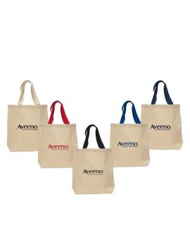 Two Tone 12 oz. Heavy Cotton Canvas Tote Bag with Colored Handles