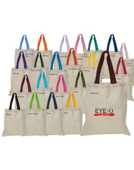 Two Tone 6 oz. Cotton Tote Bag with Colored Handles