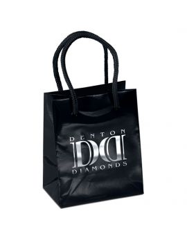Paper Bag Gloss laminated Eurotote with matching macramé handles, reinforced fold-over top