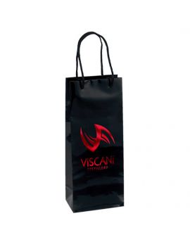 Paper Bag Gloss laminated Eurotote with matching macramé handles, reinforced fold-over top