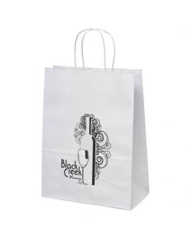 White kraft paper shopper with matching twisted paper handles
