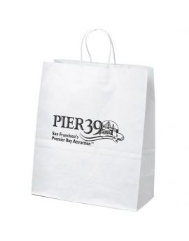 White kraft paper shopper with matching twisted paper handles