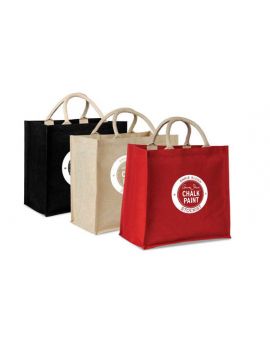 Jute/Cotton (JUCO) Blend Bag with Patterned and Stuffed Cotton Handles