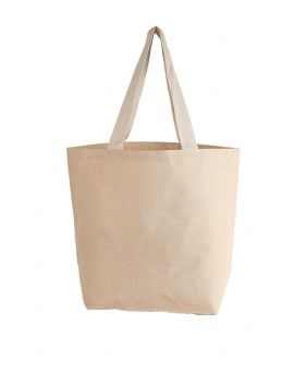Jute and Cotton blended fabric boat tote bag with cotton webbed handles