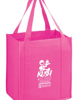 Heavy Duty 110 GSM Non-Woven Grocery Tote Bag with Poly Board Insert in PINK